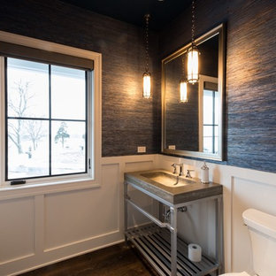 75 Beautiful Powder Room With A Pedestal Sink And Concrete