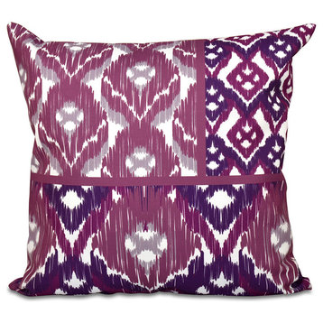Free Spirit, Geometric Outdoor Pillow, Purple, 18"x18"