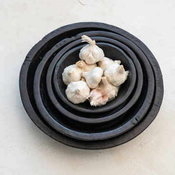 Decorative Reclaimed Wood Nesting Bowls, Set of 4 Sizes, Black