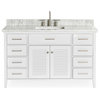 Ariel Kensington 55" Rectangle Sink Bath Vanity, White, 0.75" Carrara Marble