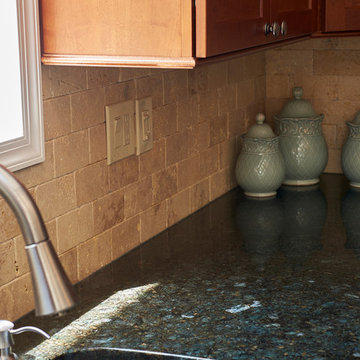 Cherry Country Style Kitchen with Contrast Island