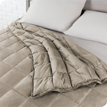 Weighted Blanket, Minky Fleece Taupe, 60"x80", 17lb