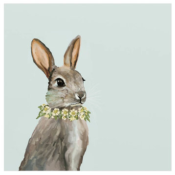 "Bunny With Flower Wreath" Canvas Wall Art by Cathy Walters