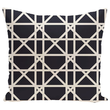Trellis Geometric Print Pillow, Navy Blue, 18"x18"