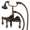 Vintage Classic 3-3/8" Center Wall Mount Tub Faucet & Handshower, Lever handles