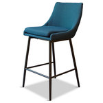 Gingko - Emma Bar Stool, Set of 2, Azure - The bar stool delivers great comfort and style and easily fits in with a range of decors modern, contemporary, or transitional. Emma has a super-comfortable seat that encourages family and friends to relax and enjoy gathering together. Upholstered in modern easy to clean fabrics, to the seat cushions are removable and can be dry cleaned as necessary. Sold in sets of two stools. The stable metal base in matte black features slim, tapered legs. This fabulous bar stool will instantly update the style of any kitchen or bar.