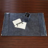 Luxe Classic Leather Desk Pad Blotter Minimalist Denim Blue Side Flaps 32 in