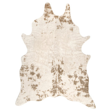 nuLOOM Marcia Machine Washable Faux Cowhide Area Rug, Off White 3' 10" x 5'