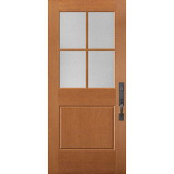 VistaGrande Flush-Glazed Half Lite 4 Lite Exterior Fiberglass Door - Front Doors