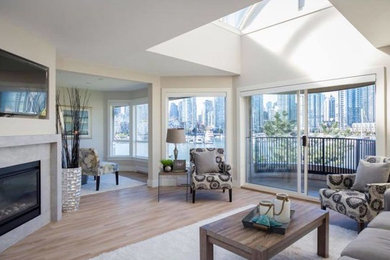 Example of a trendy living room design in Vancouver