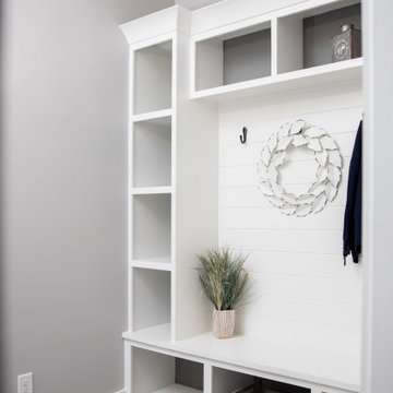 Mudroom Drop Zone with Built-In Lockers and Bench