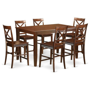 7-Piece Dining Counter Height Set, High Top Table And 6 Kitchen Bar Stool
