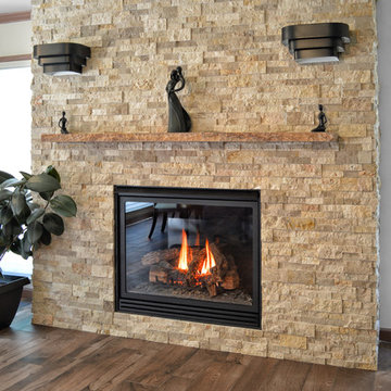 Stone fireplace