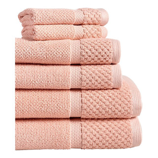 Diamond Jacquard 6 Piece Bath Towel Set Rose by The Everplush Company