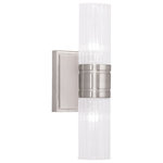 Livex Lighting - Midtown Bath Light, Brushed Nickel - The Midtown two light bath fixture in brushed nickel finish with clear ribbed glass shade offers a mix of the classic and the modern. Perfect for a contemporary home or a traditional entryway, this transitional fixture is as versatile as it is appealing.