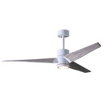 Matthews Fan Company - Super Janet 3-Bladed Paddle Fan With LED Light Kit, Gloss White Finish With Barn Wood Blades, 60" - The Super Janet's remarkable design and solid construction in cast aluminum and heavy stamped steel make it the heroine in any commercial or residential space. Moving air with barely a whisper, its efficient DC motor turns solid wood blades in walnut or barn wood tones. An eco-conscious LED light kit with light cover completes the package. Sophisticated, efficient and green, Super Janet carries a limited lifetime warranty.