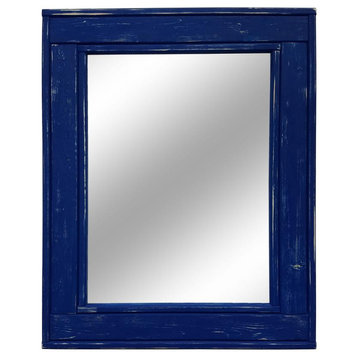 Herringbone Vanity Mirror, True Blue, 42"x30", Horizontal
