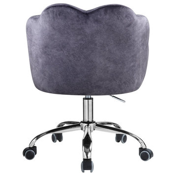 ACME Rowse Office Chair in Dark Gray Velvet and Chrome Finish