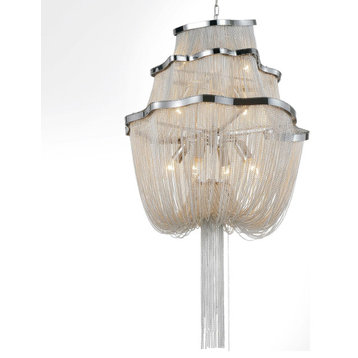 Secca 9 Light Down Chandelier with Chrome finish