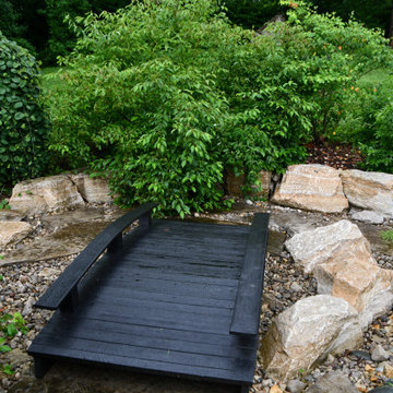 Dry creek bed with plantings