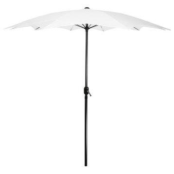 8.85ft Outdoor Patio Lotus Umbrella with Hand Crank  White