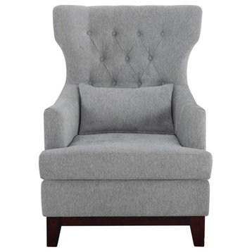 Bowery Hill Modern Upholstered Wingback Chair in Light Gray Finish