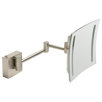 ALFI ABM8WLED-BN Brushed Nickel Wall Mount 8" 5x Magnifying Mirror With Light