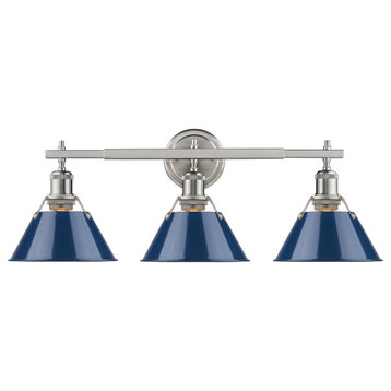 Golden Lighting 3306-BA3 PW-NVY Orwell - 3 Light Bath Vanity