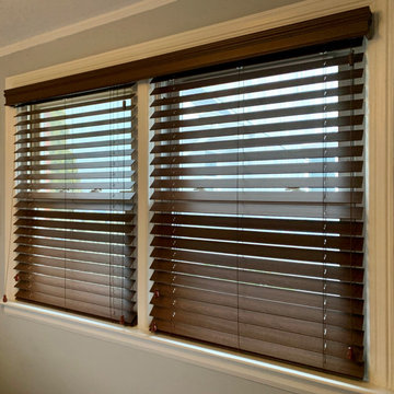 Brown Parkland Wood Blinds With One Valence