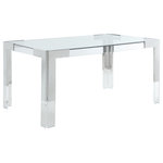 Meridian Furniture - Casper Dining Table, Chrome - Enjoy intimate meals with those you love when you gather around this Casper dining table. This beautifully eye-catching table features a rich chrome frame topped with a clear glass top for a rich, luxe look. Acrylic legs crown the stainless steel frame, adding to its contemporary feel. Pair it with your favorite modern chairs for an instant dining room or breakfast nook facelift.