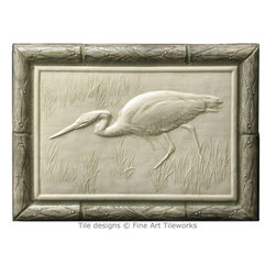 Fine Art Tileworks - Heron 8"x12" handmade tile &mdash; Fine Art Tileworks - Tile