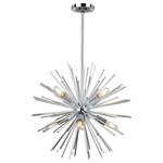 Artcraft - Artcraft Sunburst 8 Light 19" Chandelier, Chrome - The Sunburst Collection chandelier is unique and a definitely beautiful focal point. Features aluminum color thin hollow rods attached to a chrome center. (also available with satin brass interior cluster). 8 lite shown