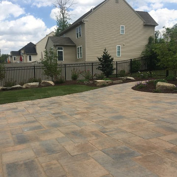 Backyard Patio & Landscape Design w/ Lighting around Pool