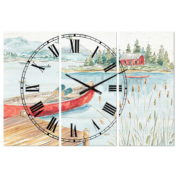 Lake House Canoes I Lake House Multipanel Metal Clock