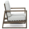 Mavis Outdoor Acacia Wood Club Chair With Cushions, Set of 2, Gray