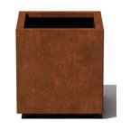 Metallic Series Corten Steel Cube Planter, Small