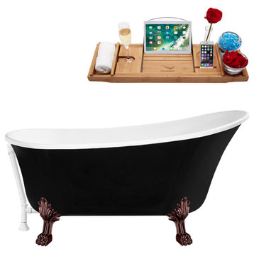 59" Streamline N344ORB-WH Clawfoot Tub and Tray With External Drain