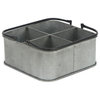 Cheungs Rectangular Metal Gray Bucket With 4 Slots And 2 Handles