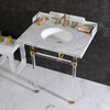 Kingston Brass LMS30MA7 30" Carrara Marble Console Sink, Acrylic Legs