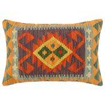 Bareens Designer Rugs - Turkish Tribal Burt Hand Woven Kilim Pillow - Embellish your home with this timeless casual chic handmade Southwestern Kilim throw pillow covers made with wool and cotton. Constructed on a loom by Nomad Turkman people with hand spun wool and Natural Vegetable dyes these beautiful Kilim pillow covers are known for their beautiful repetitive geometrical, naturalistic floral and traditional patterns yet still giving it a moden look. Masterfully artisan-crafted on traditional Kilim looms with a contemporary fashion palette producing bold intricate sharp patterns making them a standout piece in any decor.
