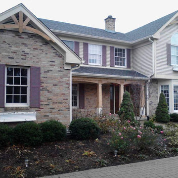 Front Entry Cedar Facade Tapered Posts, Beam, and Gabble Brackets