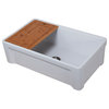 Tosca Reversible Farmhouse Single Bowl Sink, Cutting-Board, Grid, Strainer, 33"