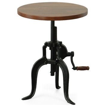 Regan Adjustable Accent Table - Chestnut Top - Black Base