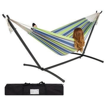 Hammocks Double Hammock With Space Saving Steel Stand Includes Portable Carrying