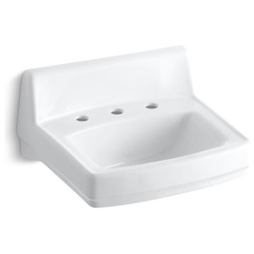 Kohler Greenwich Bathroom Sink With Widespread Holes and No Overflow, White
