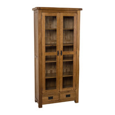 Cotswold Solid Oak And Glass Display Cabinet Rustic Solid Oak And Glass Display Cabinet