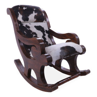 Hair-On Cowhide Wooden Handcrafted Rocking Chair RC103-FC, 24