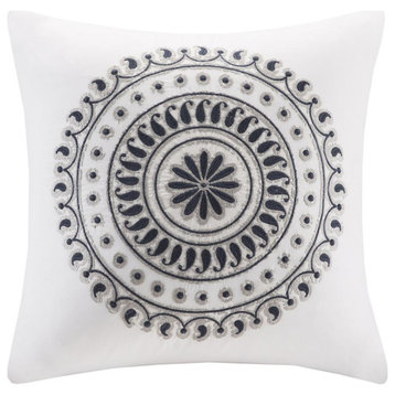 100% Cotton Embroidered Square Pillow, II30-549