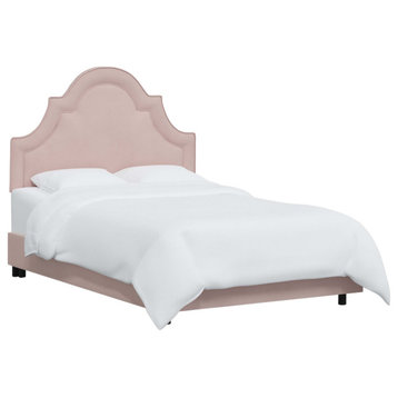 High Arched Bed With Border, Velvet Blush, King
