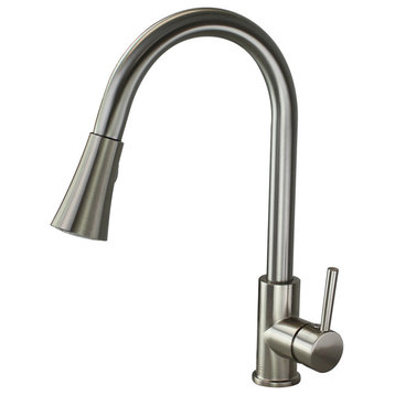 Holmes Pull Out Brass Kitchen Faucet, Polished Chrome